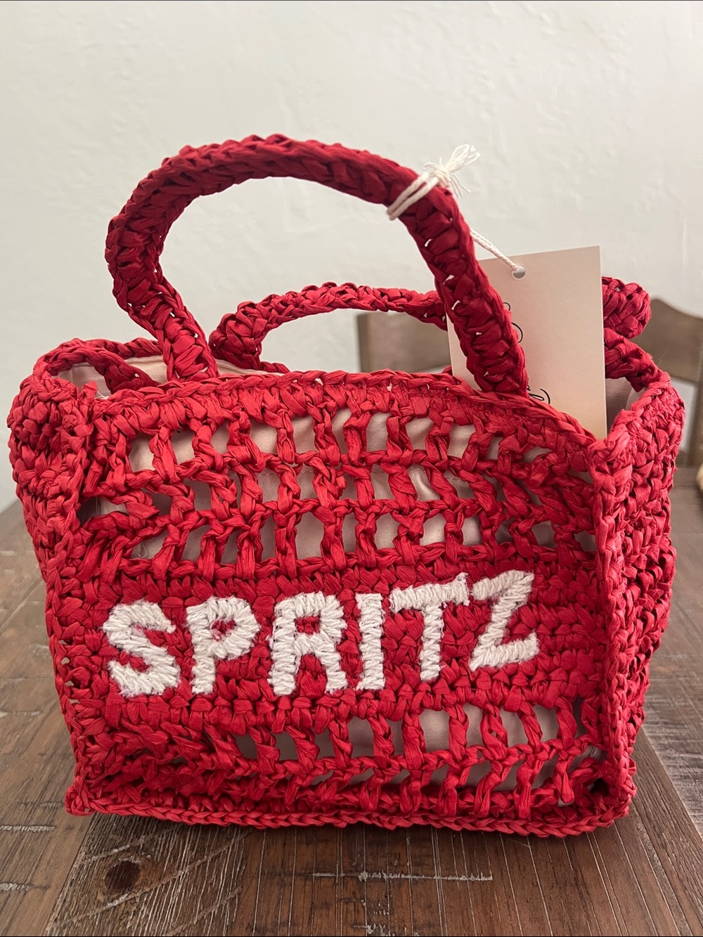 Universal Thread Red Crochet Tote with White Logo Crossbody